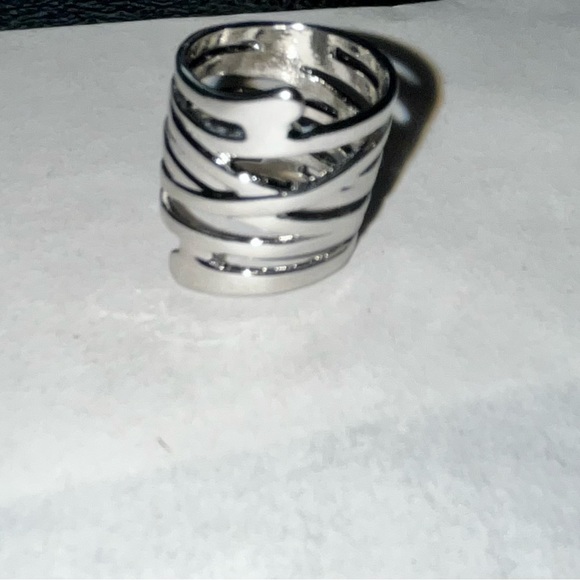 Vintage Punk Ring !! Silver Wrap Solid Metal. SZ- 5 New! - Picture 7 of 8